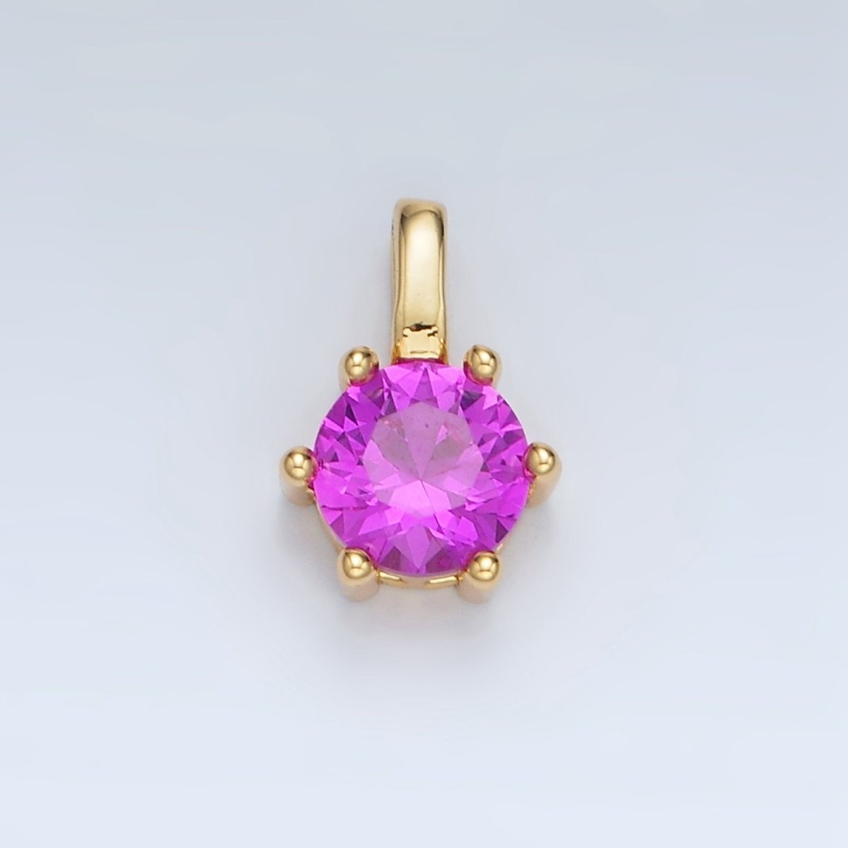 24K Gold Filled 11mm Round CZ Personalized Birthstone Pendant in Gold & Silver | AA923 - AA938