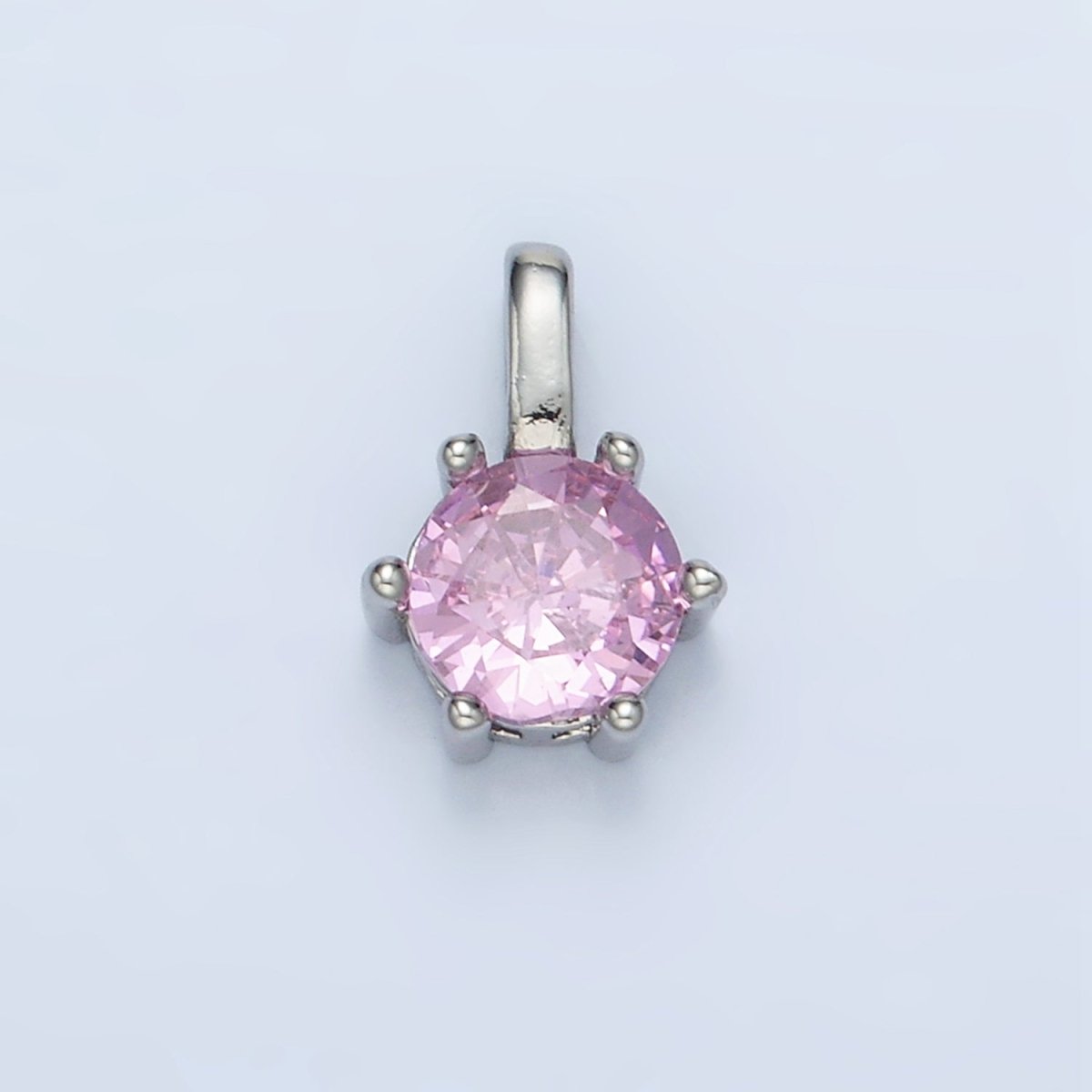 24K Gold Filled 11mm Round CZ Personalized Birthstone Pendant in Gold & Silver | AA923 - AA938