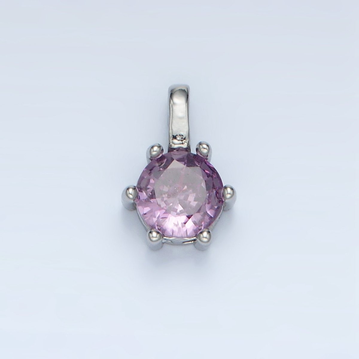 24K Gold Filled 11mm Round CZ Personalized Birthstone Pendant in Gold & Silver | AA923 - AA938