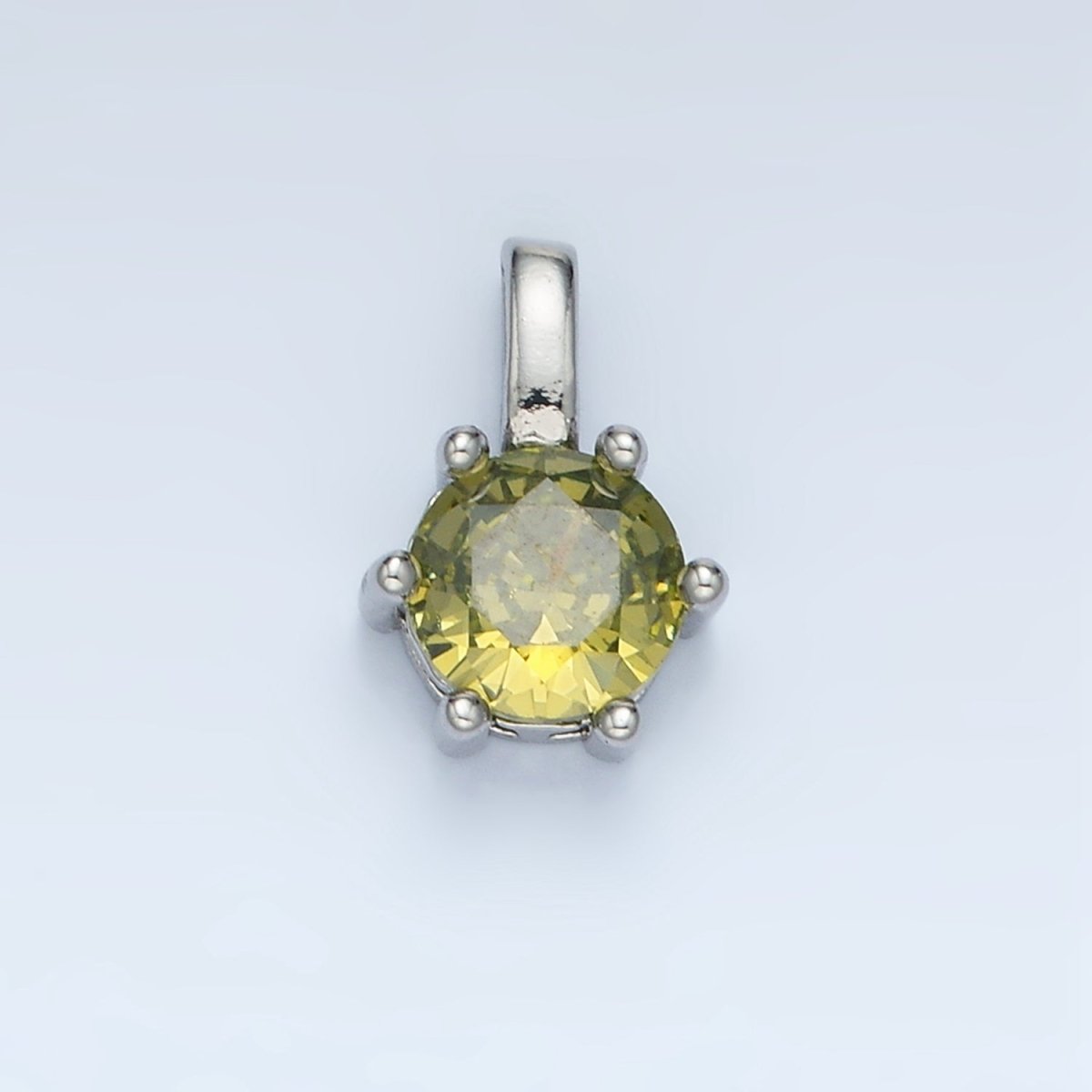 24K Gold Filled 11mm Round CZ Personalized Birthstone Pendant in Gold & Silver | AA923 - AA938
