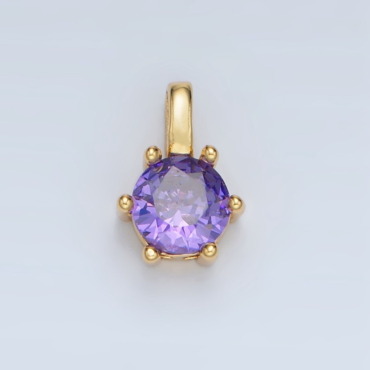24K Gold Filled 11mm Round CZ Personalized Birthstone Pendant in Gold & Silver | AA923 - AA938