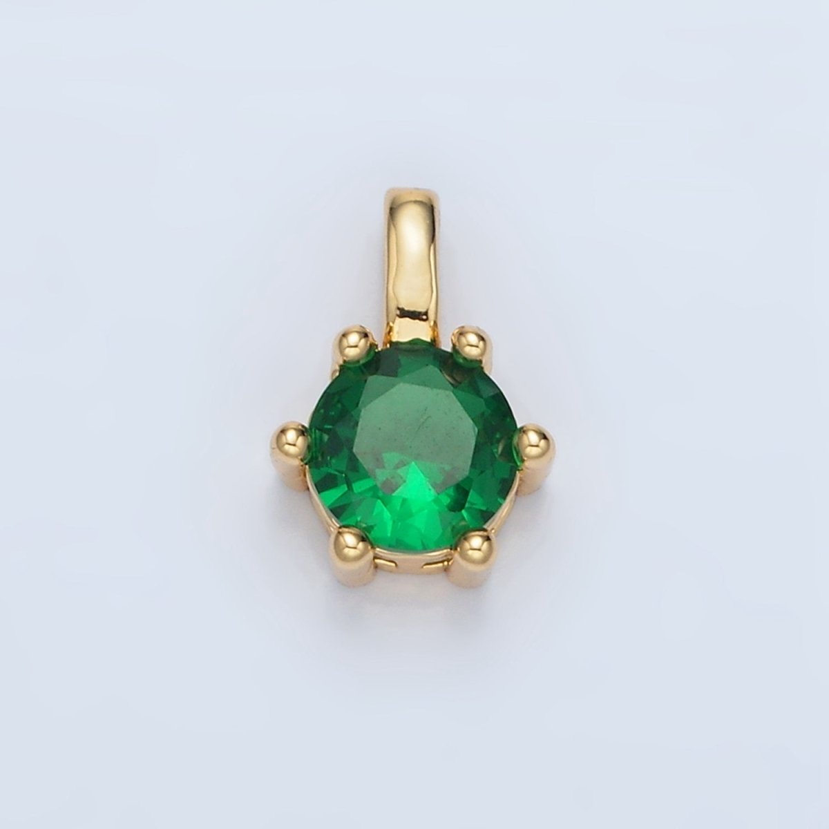 24K Gold Filled 11mm Round CZ Personalized Birthstone Pendant in Gold & Silver | AA923 - AA938