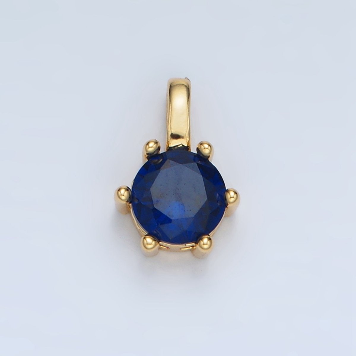 24K Gold Filled 11mm Round CZ Personalized Birthstone Pendant in Gold & Silver | AA923 - AA938