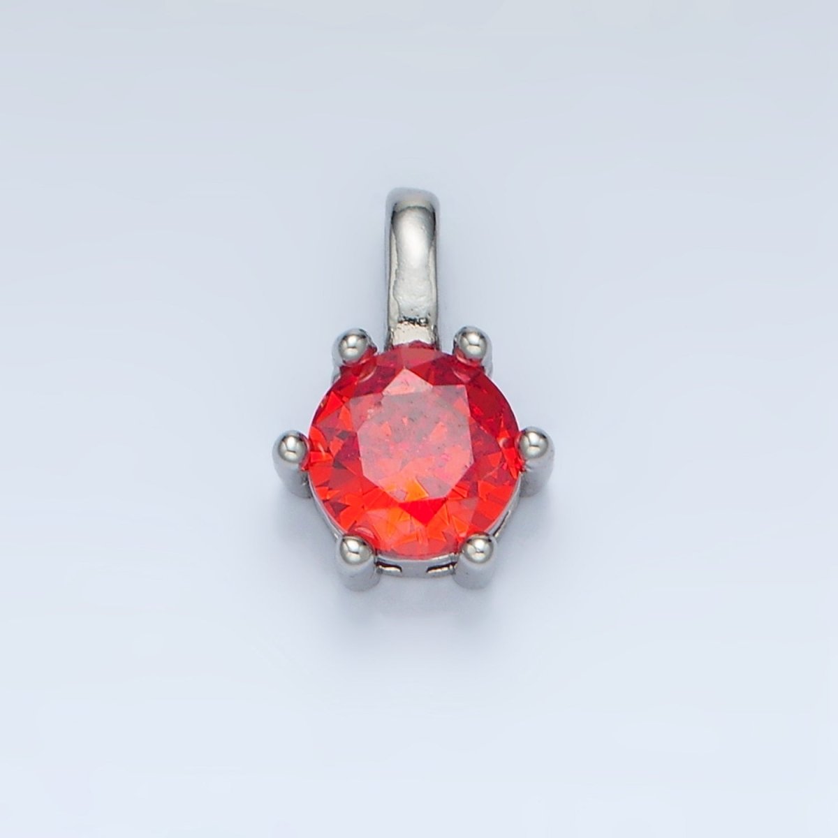 24K Gold Filled 11mm Round CZ Personalized Birthstone Pendant in Gold & Silver | AA923 - AA938