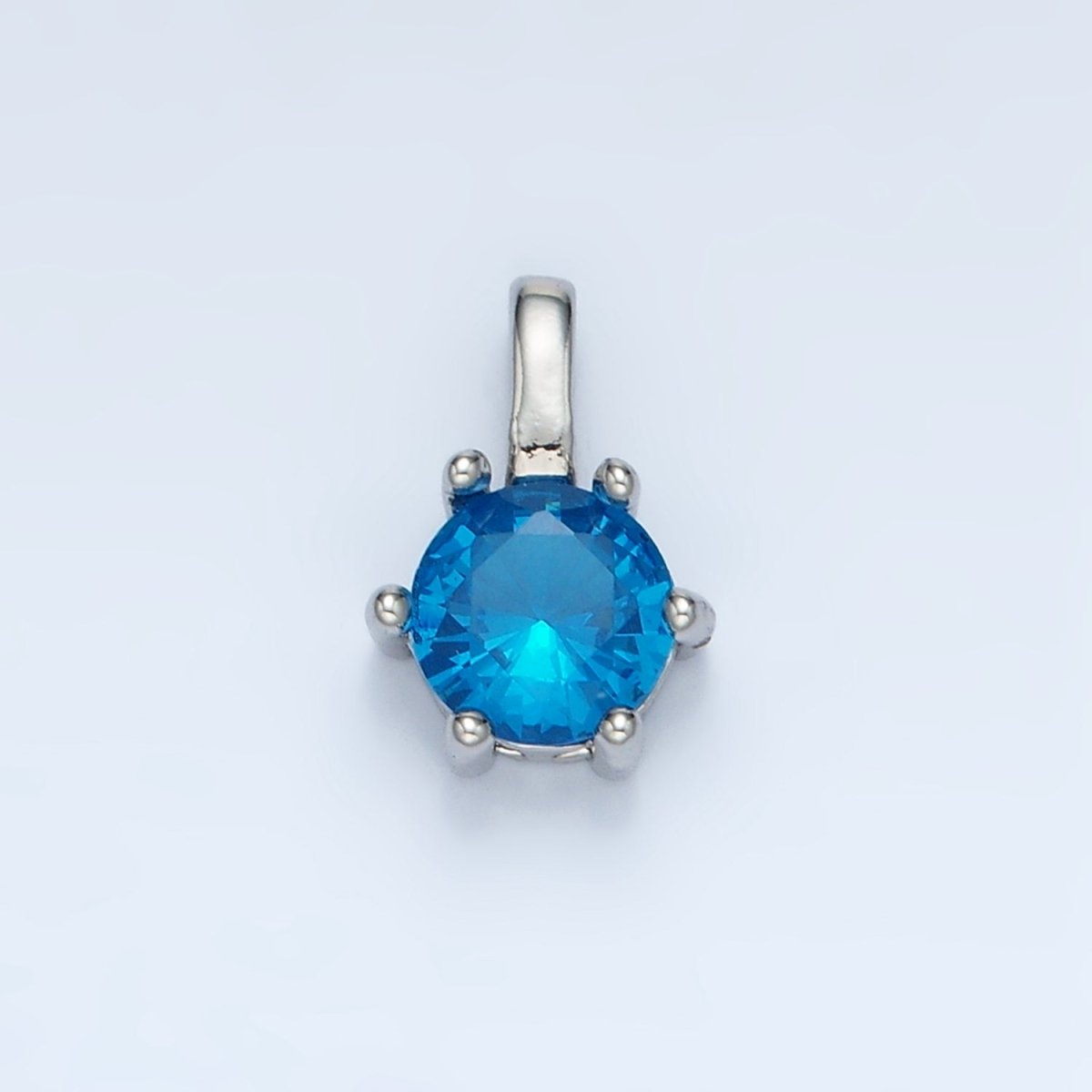 24K Gold Filled 11mm Round CZ Personalized Birthstone Pendant in Gold & Silver | AA923 - AA938