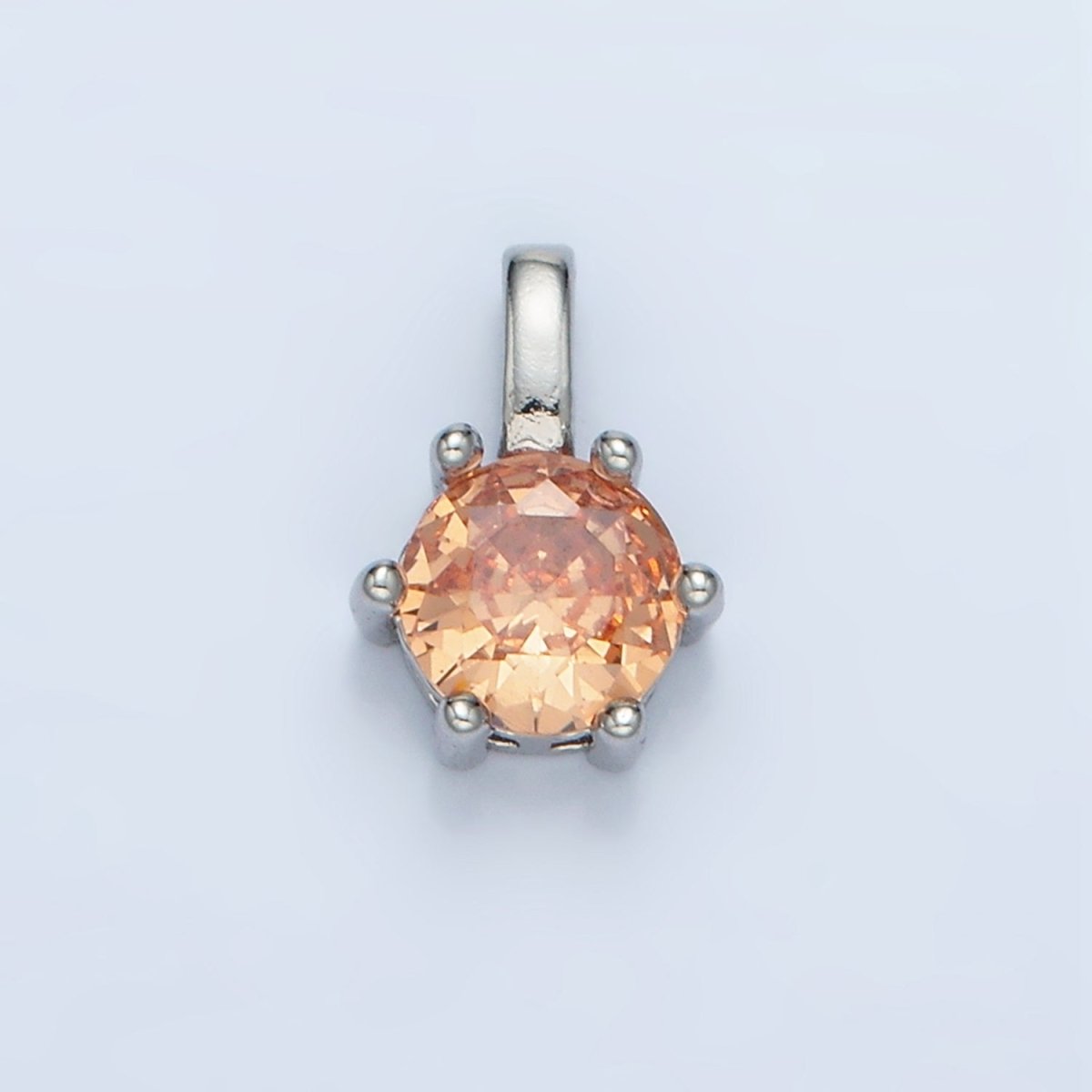 24K Gold Filled 11mm Round CZ Personalized Birthstone Pendant in Gold & Silver | AA923 - AA938