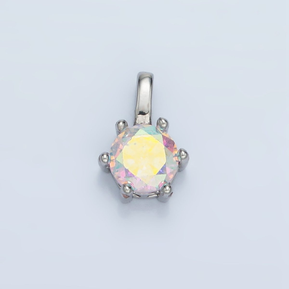 24K Gold Filled 11mm Round CZ Personalized Birthstone Pendant in Gold & Silver | AA923 - AA938