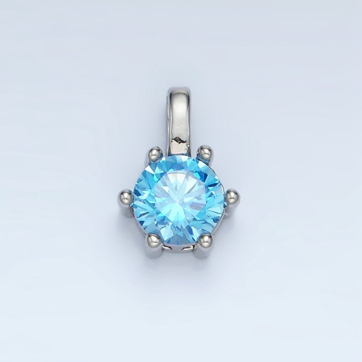 24K Gold Filled 11mm Round CZ Personalized Birthstone Pendant in Gold & Silver | AA923 - AA938
