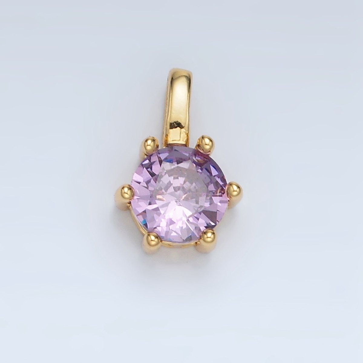24K Gold Filled 11mm Round CZ Personalized Birthstone Pendant in Gold & Silver | AA923 - AA938
