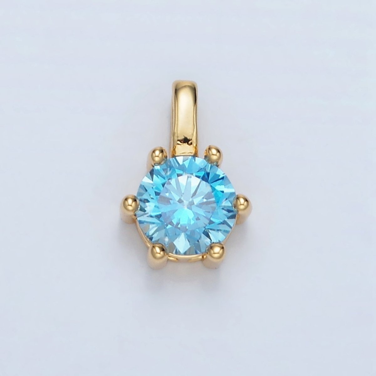 24K Gold Filled 11mm Round CZ Personalized Birthstone Pendant in Gold & Silver | AA923 - AA938