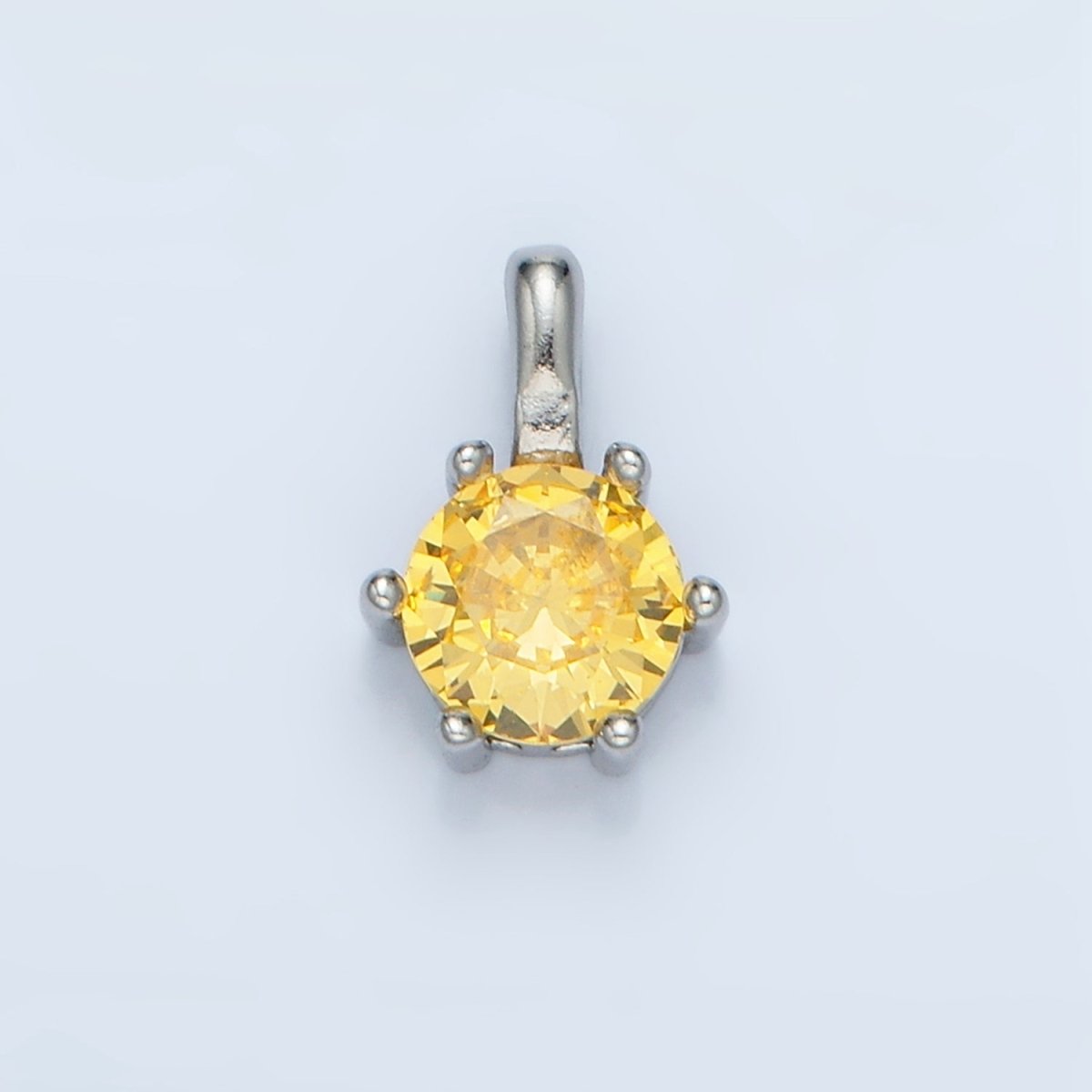 24K Gold Filled 11mm Round CZ Personalized Birthstone Pendant in Gold & Silver | AA923 - AA938