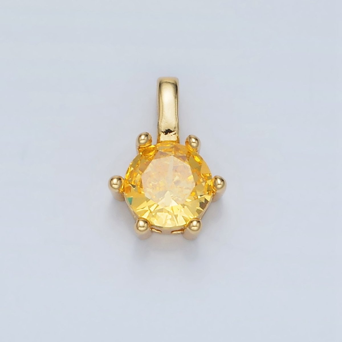 24K Gold Filled 11mm Round CZ Personalized Birthstone Pendant in Gold & Silver | AA923 - AA938