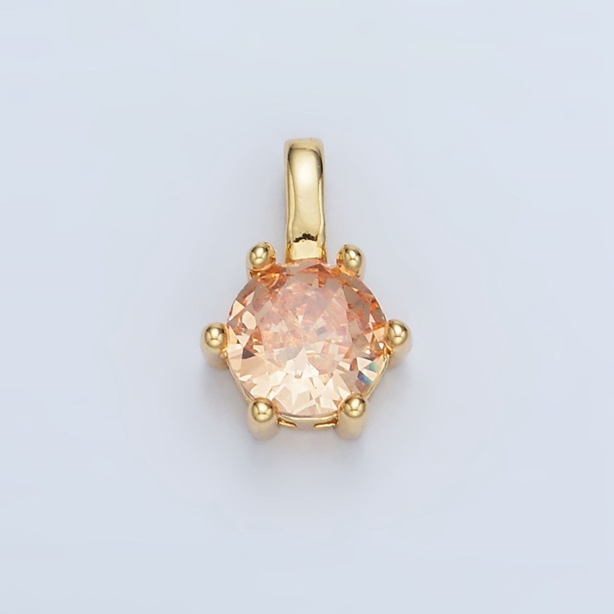 24K Gold Filled 11mm Round CZ Personalized Birthstone Pendant in Gold & Silver | AA923 - AA938
