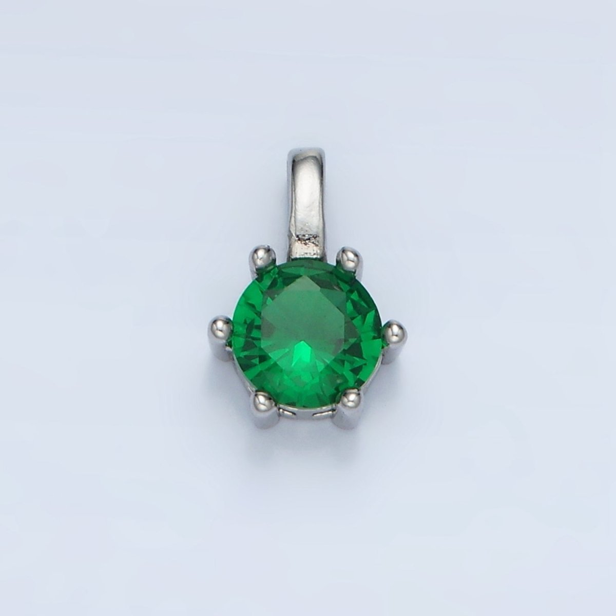 24K Gold Filled 11mm Round CZ Personalized Birthstone Pendant in Gold & Silver | AA923 - AA938