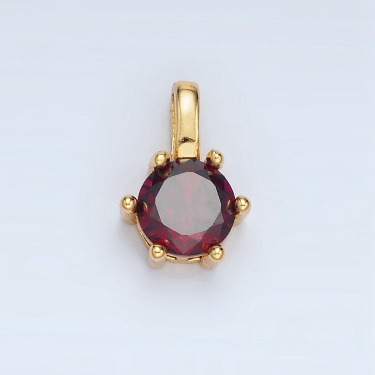 24K Gold Filled 11mm Round CZ Personalized Birthstone Pendant in Gold & Silver | AA923 - AA938