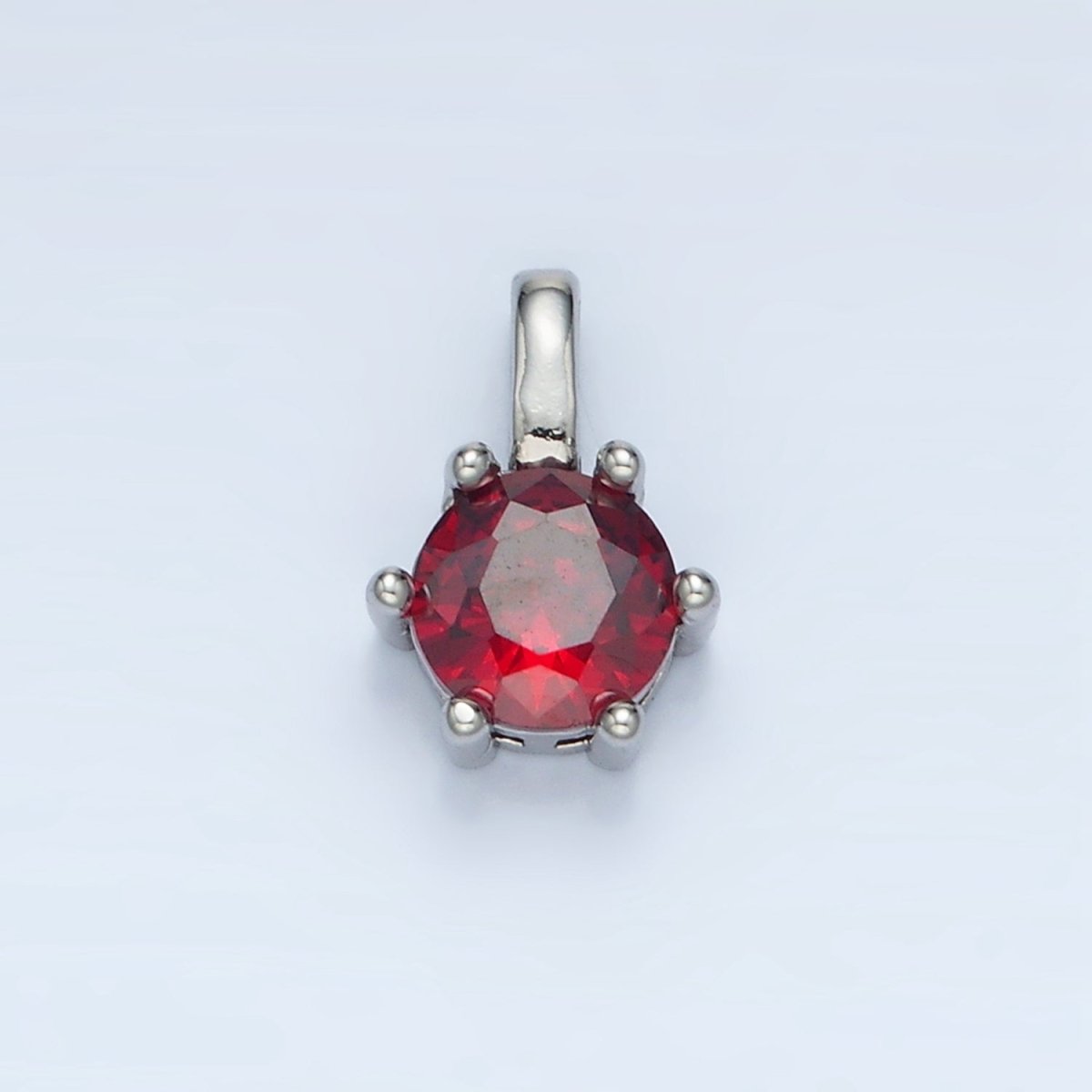 24K Gold Filled 11mm Round CZ Personalized Birthstone Pendant in Gold & Silver | AA923 - AA938