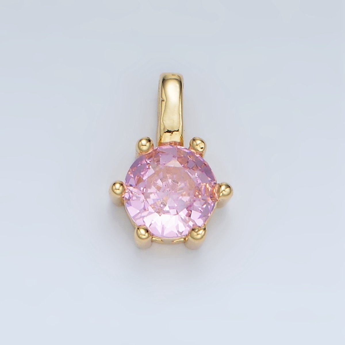24K Gold Filled 11mm Round CZ Personalized Birthstone Pendant in Gold & Silver | AA923 - AA938