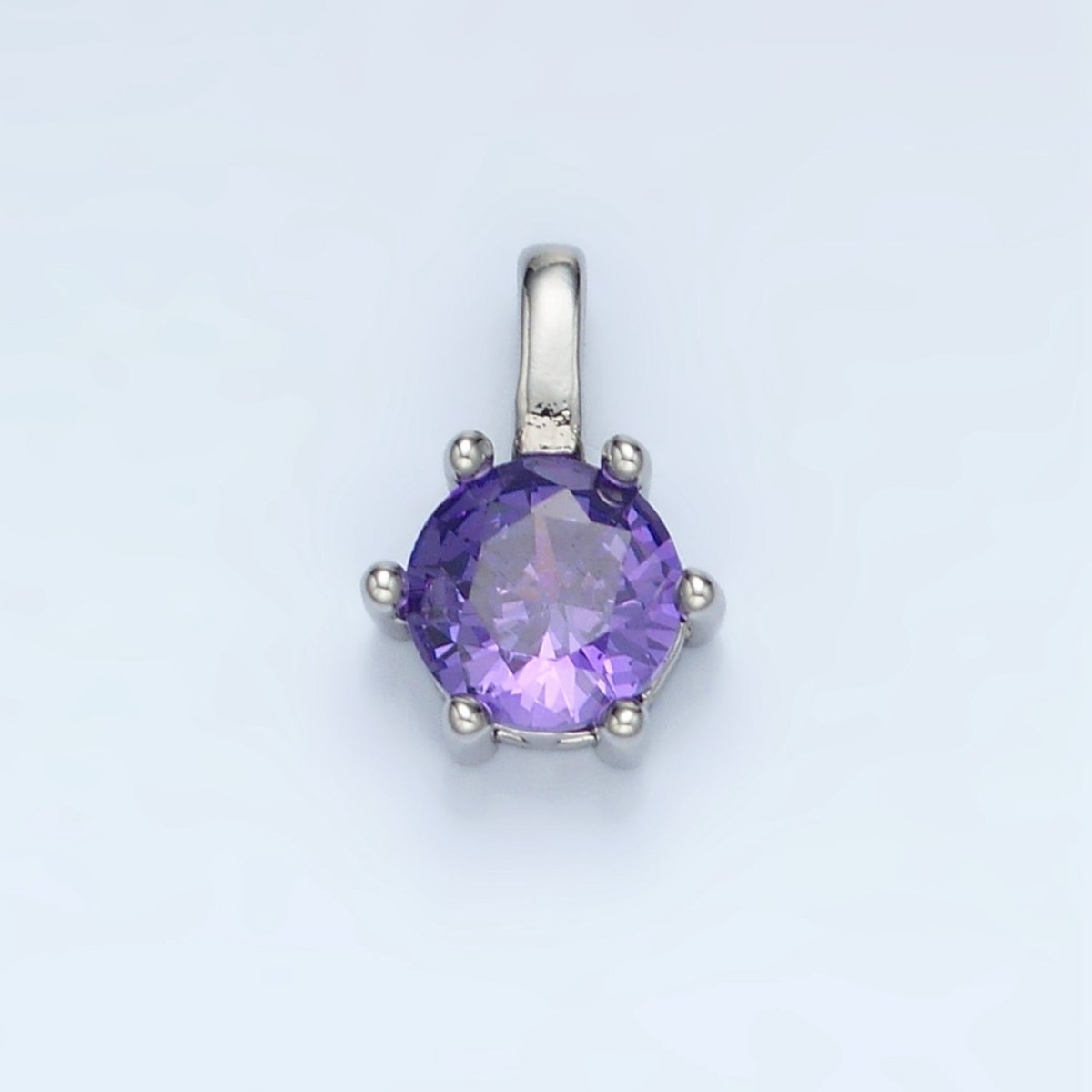 24K Gold Filled 11mm Round CZ Personalized Birthstone Pendant in Gold & Silver | AA923 - AA938