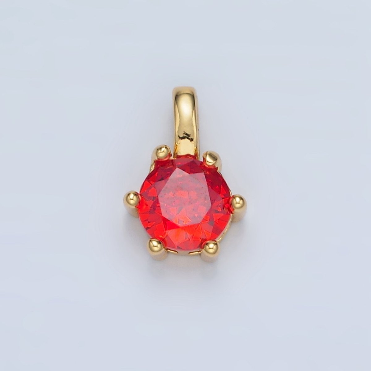 24K Gold Filled 11mm Round CZ Personalized Birthstone Pendant in Gold & Silver | AA923 - AA938