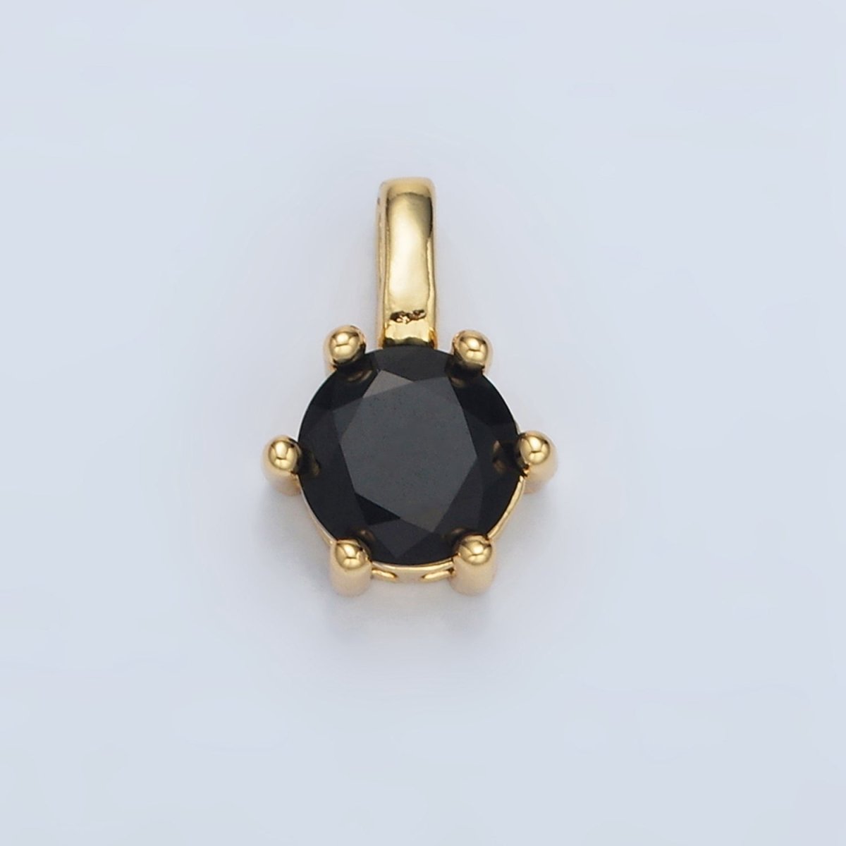 24K Gold Filled 11mm Round CZ Personalized Birthstone Pendant in Gold & Silver | AA923 - AA938