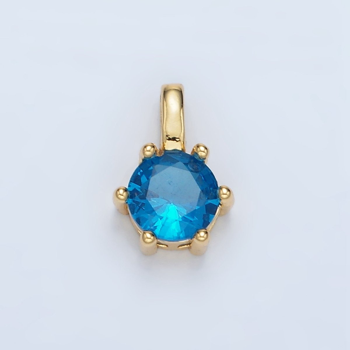 24K Gold Filled 11mm Round CZ Personalized Birthstone Pendant in Gold & Silver | AA923 - AA938