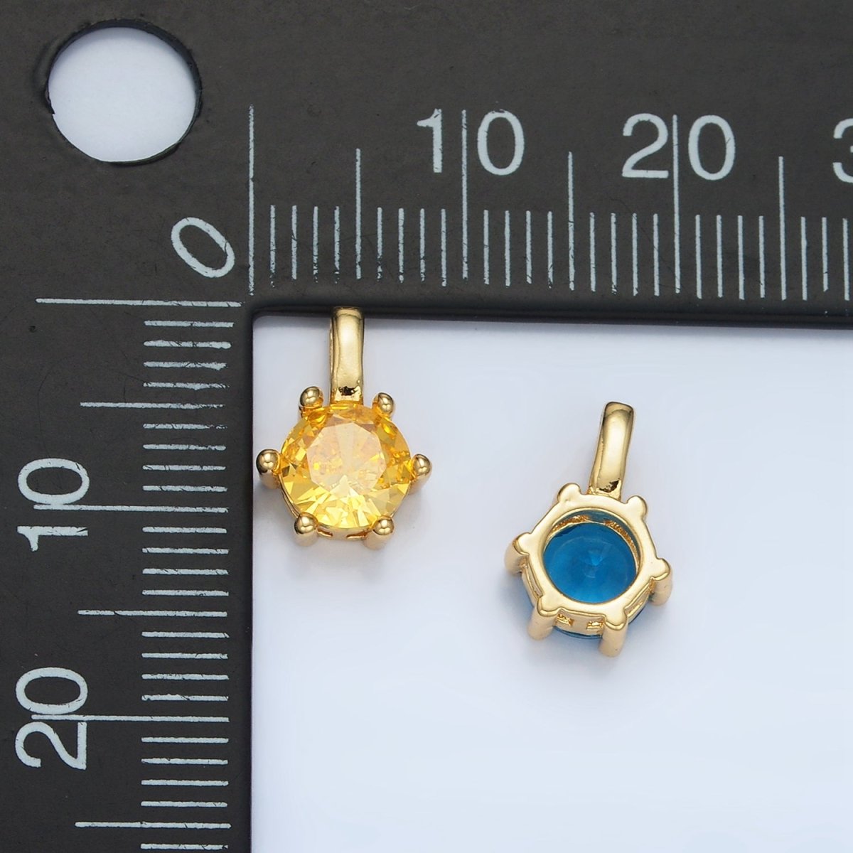24K Gold Filled 11mm Round CZ Personalized Birthstone Pendant in Gold & Silver | AA923 - AA938