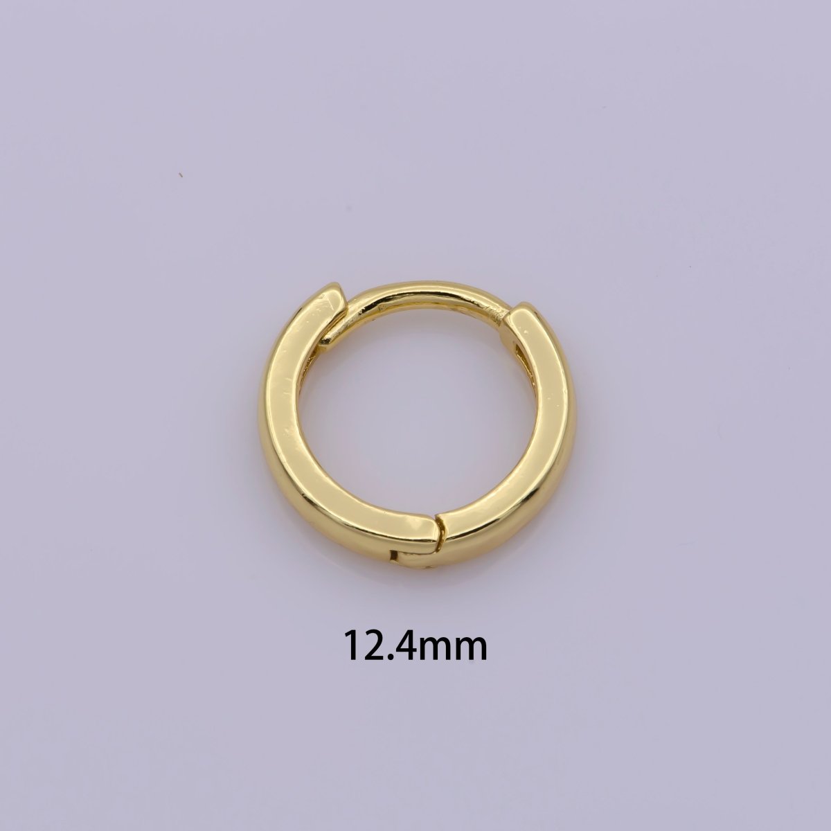24K Gold Filled 12.4mm Minimalist Flat Huggie Hoop Earrings | AB-1161