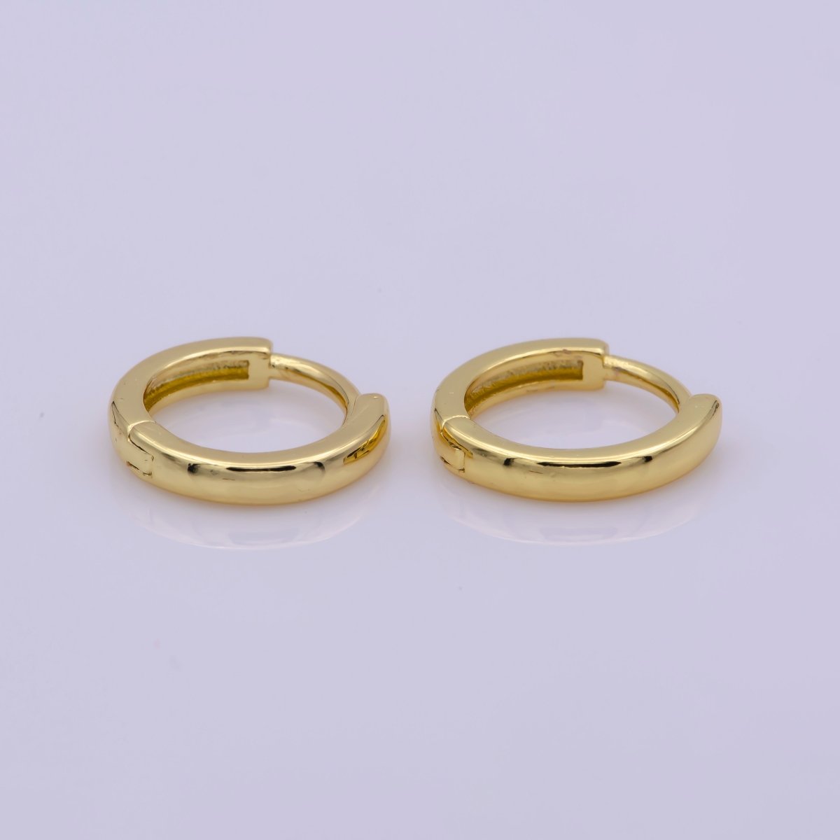 24K Gold Filled 12.4mm Minimalist Flat Huggie Hoop Earrings | AB-1161