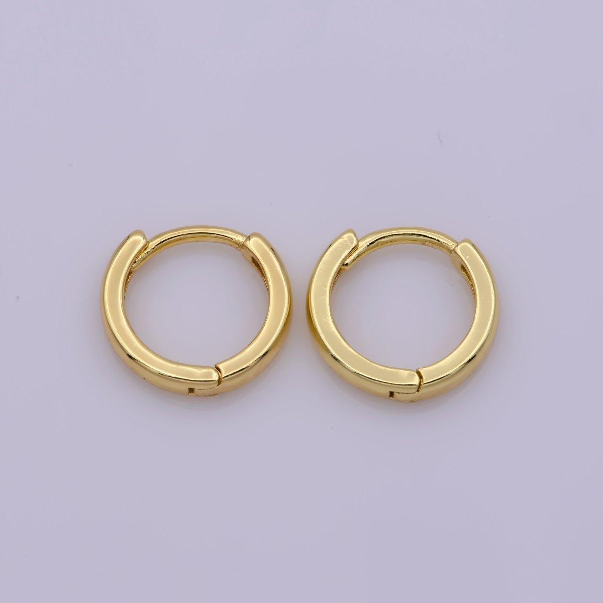 24K Gold Filled 12.4mm Minimalist Flat Huggie Hoop Earrings | AB-1161
