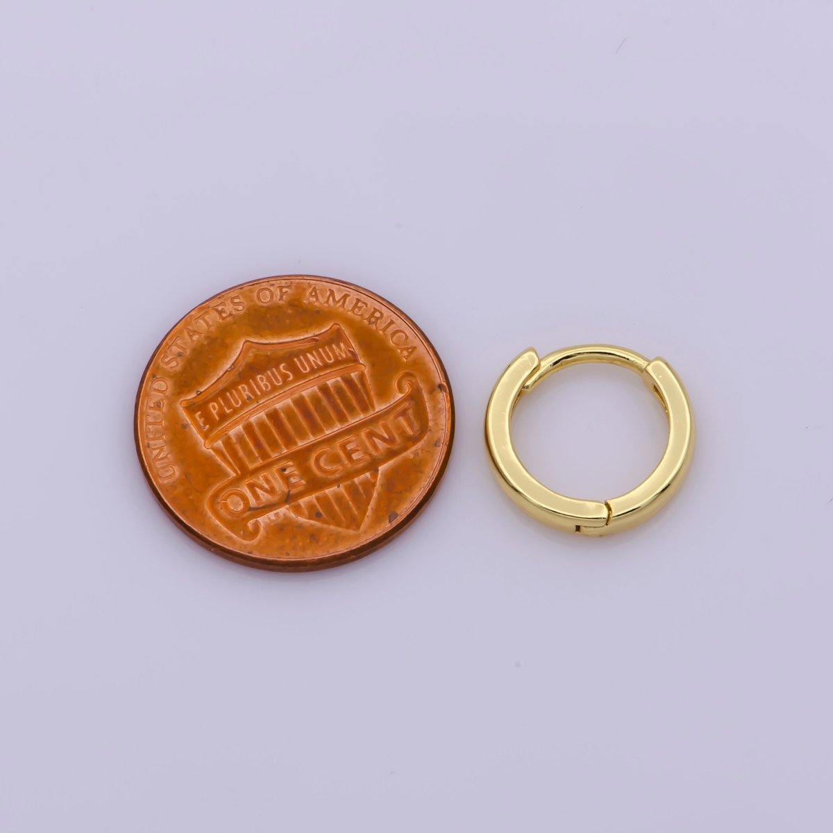 24K Gold Filled 12.4mm Minimalist Flat Huggie Hoop Earrings | AB-1161
