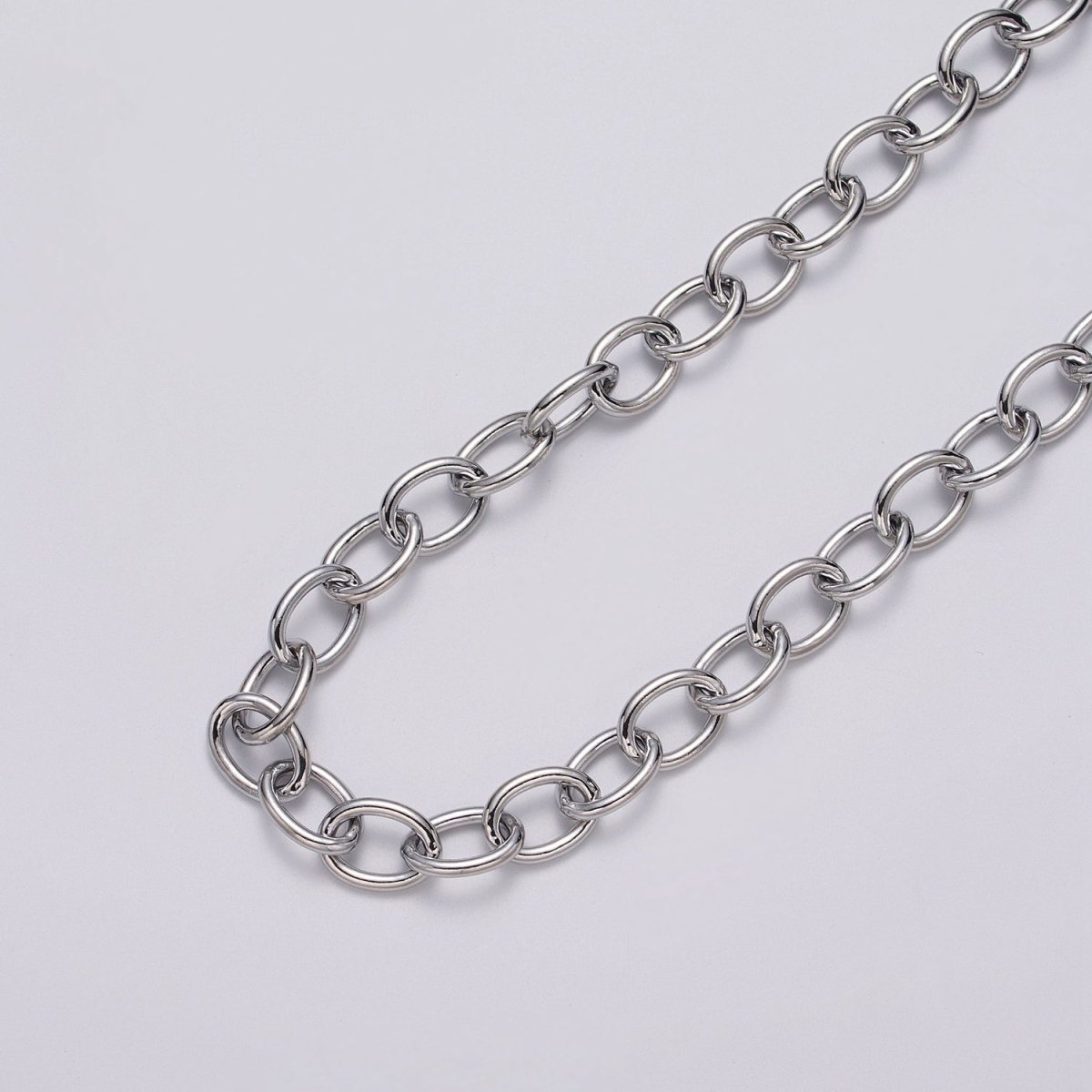 24K Gold Filled 12.5mm Oval Cable Unfinished Statement Chain by Yard in Gold & Silver | ROLL-1067, ROLL-1077