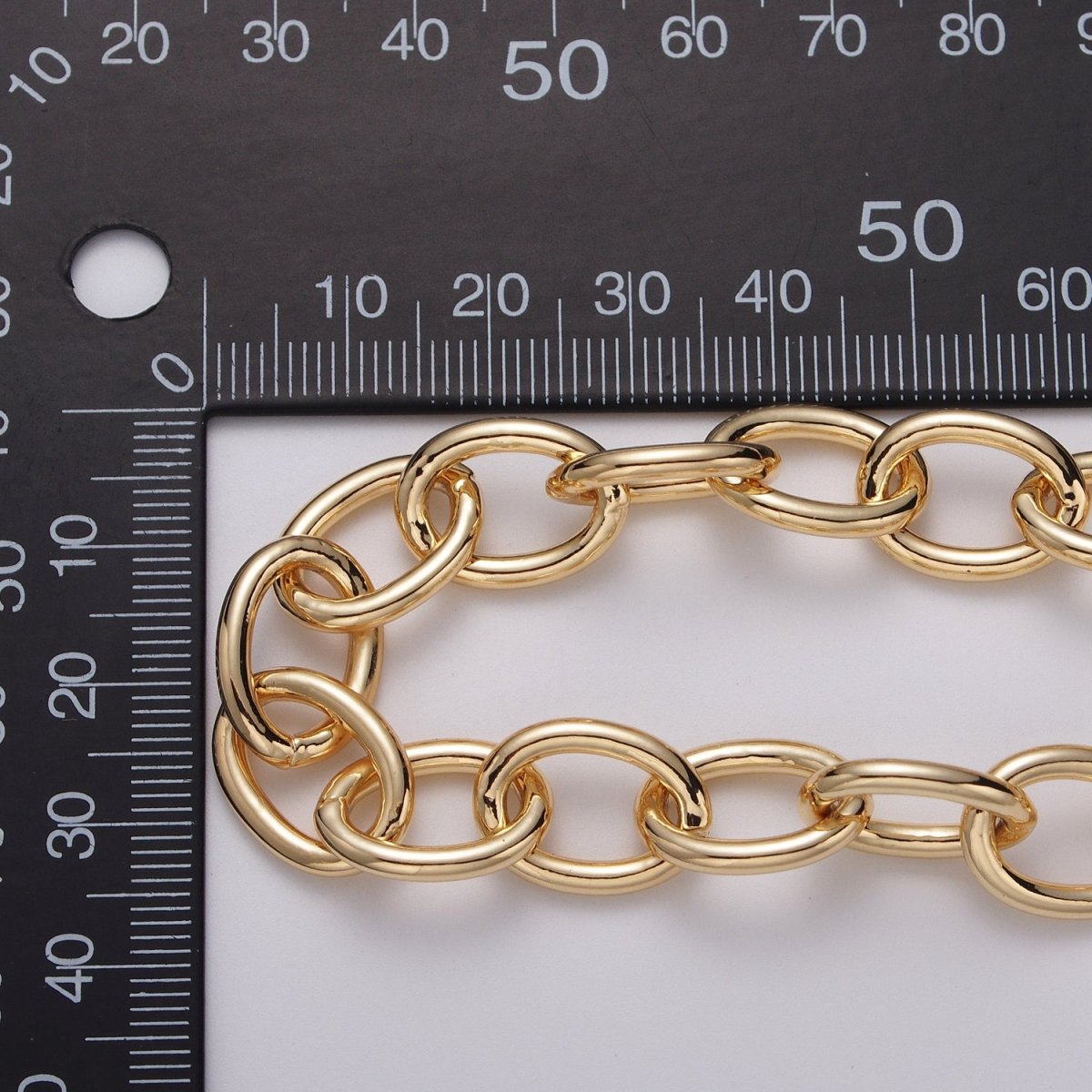 24K Gold Filled 12.5mm Oval Cable Unfinished Statement Chain by Yard in Gold & Silver | ROLL-1067, ROLL-1077