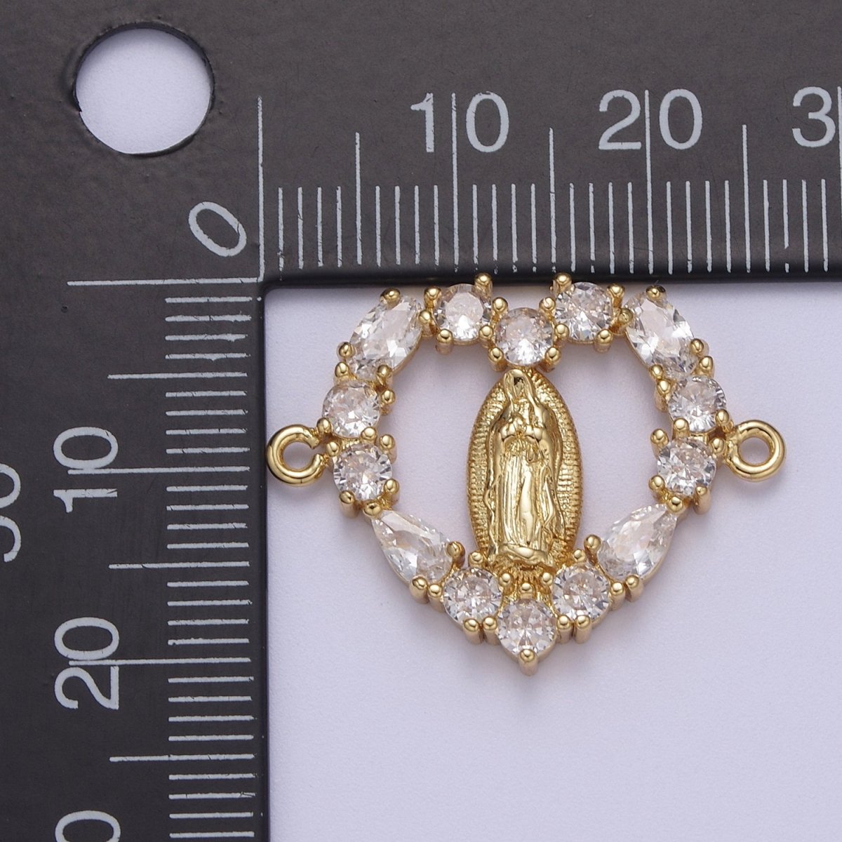 24K Gold Filled 12mm / 21mm Mother Virgin Mary Cubic Zirconia Connector Link  F-240 Y-637
