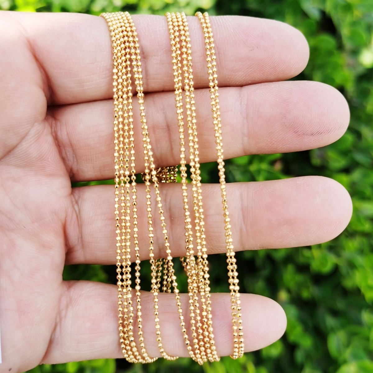 24K Gold Filled 1.5mm Dainty Round Beaded 18 Inch Layering Chain Necklace | WA-200 Clearance Pricing