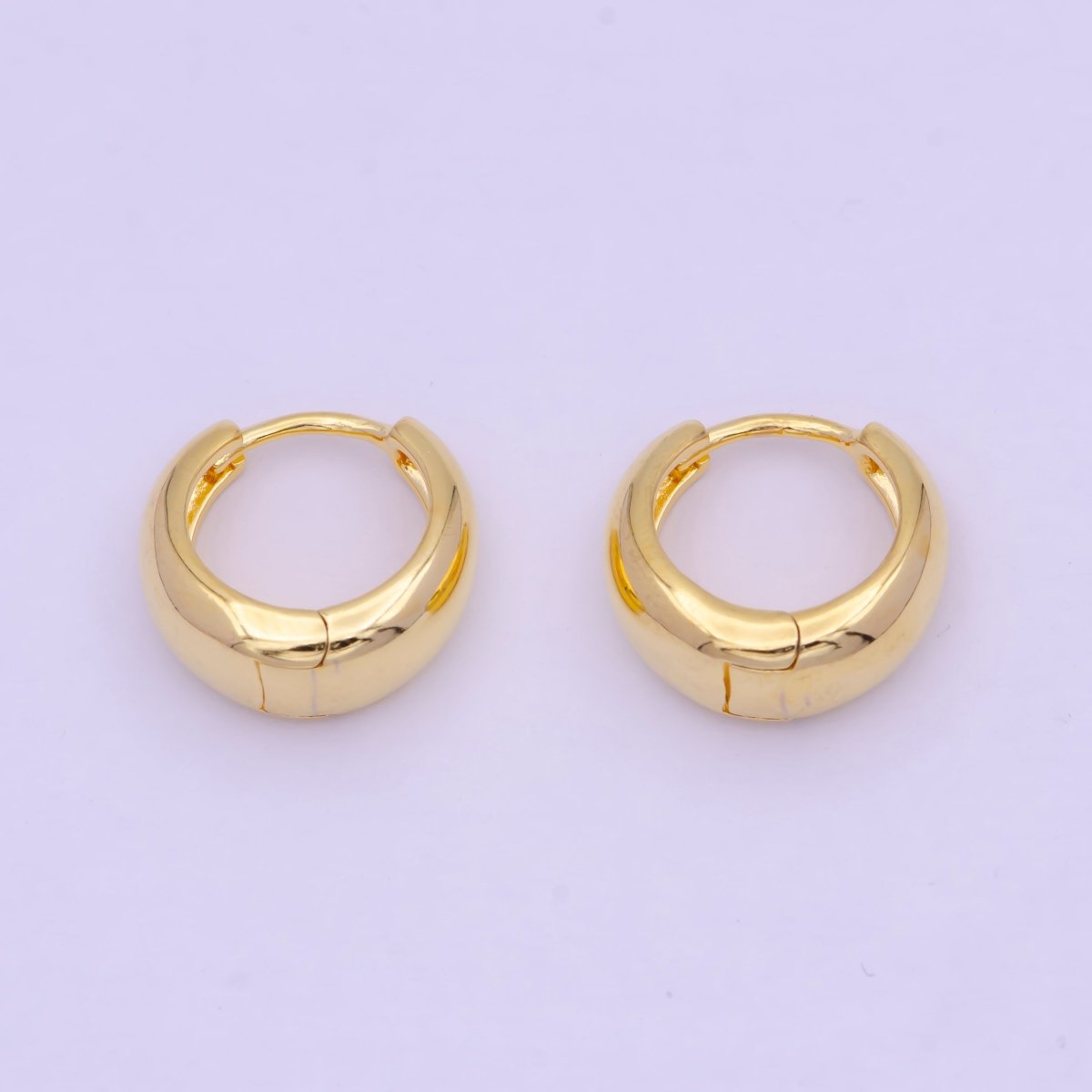 24K Gold Filled 15mm Dome Minimalist Huggie Hoop Earrings Q-010