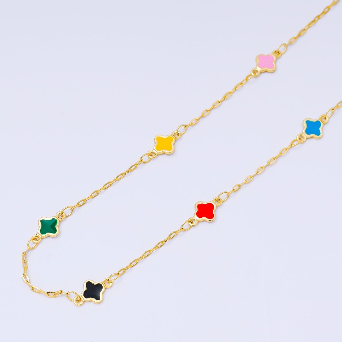 24K Gold Filled 1.5mm Enamel Lucky Clover Unfinished Satellite Chain by Yard | ROLL-1675 - ROLL-1678