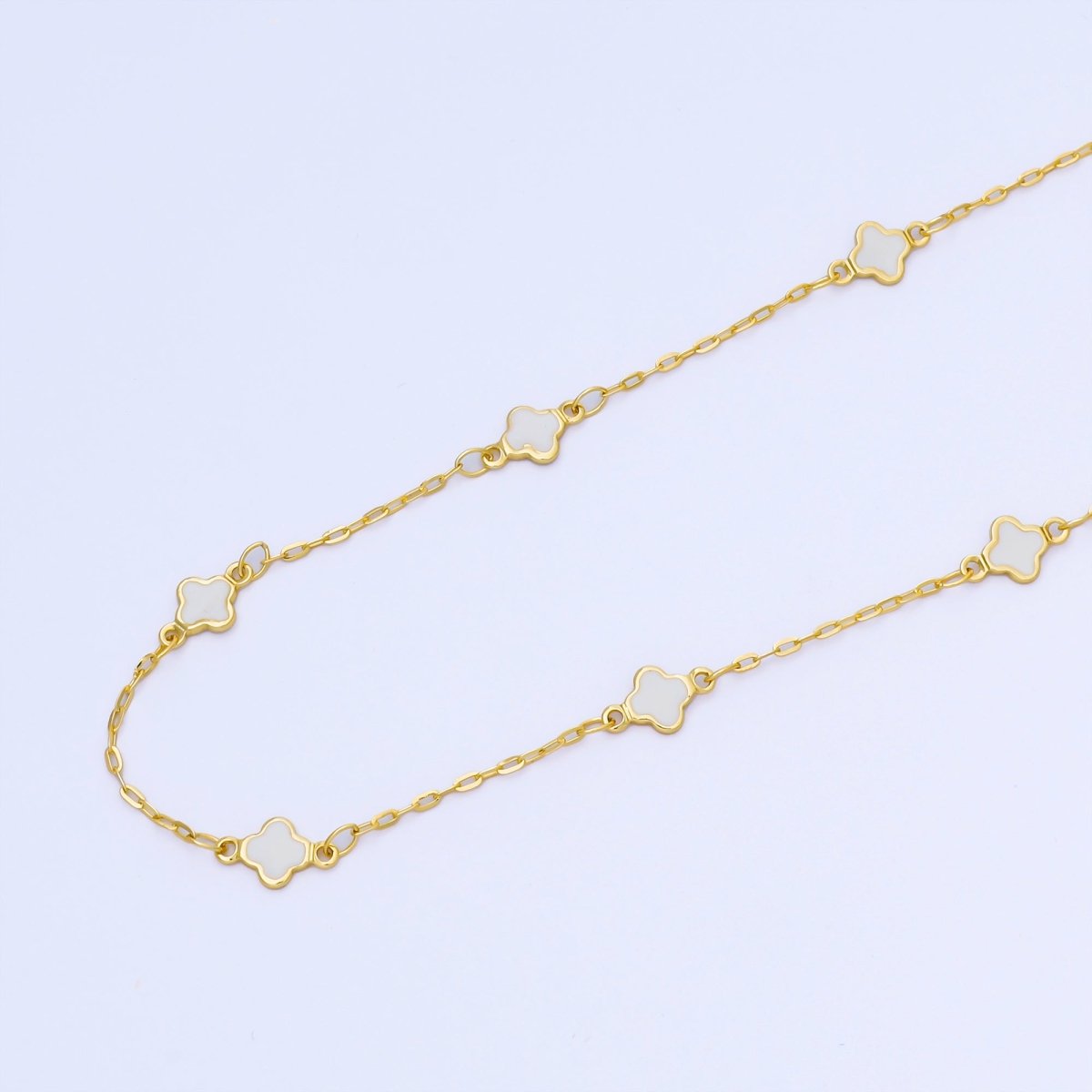 24K Gold Filled 1.5mm Enamel Lucky Clover Unfinished Satellite Chain by Yard | ROLL-1675 - ROLL-1678