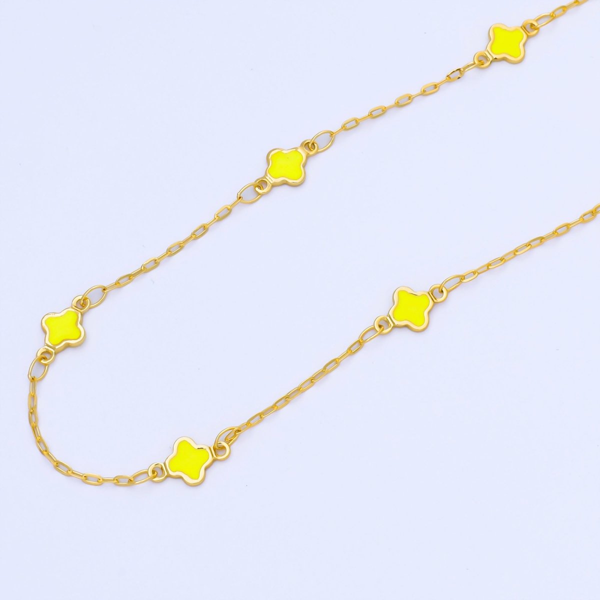 24K Gold Filled 1.5mm Enamel Lucky Clover Unfinished Satellite Chain by Yard | ROLL-1675 - ROLL-1678
