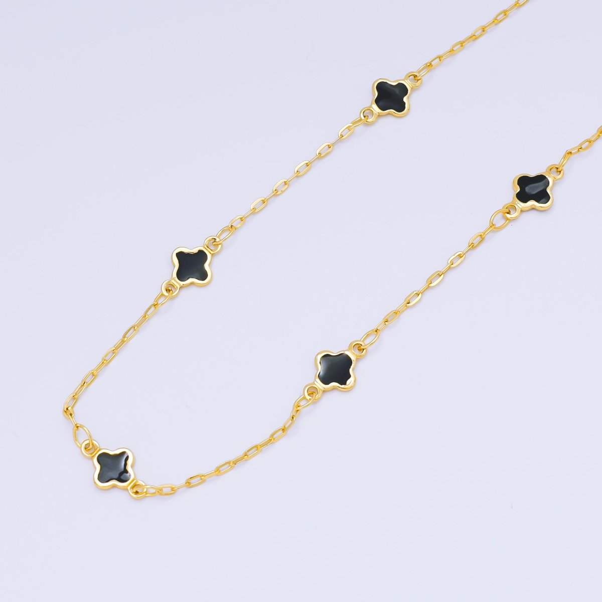 24K Gold Filled 1.5mm Enamel Lucky Clover Unfinished Satellite Chain by Yard | ROLL-1675 - ROLL-1678