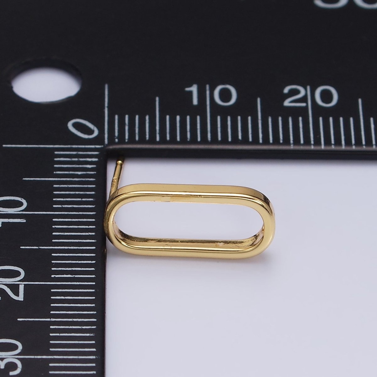 24K Gold Filled 16mm Open Oblong Drop Stud Earrings Supply | Z-396