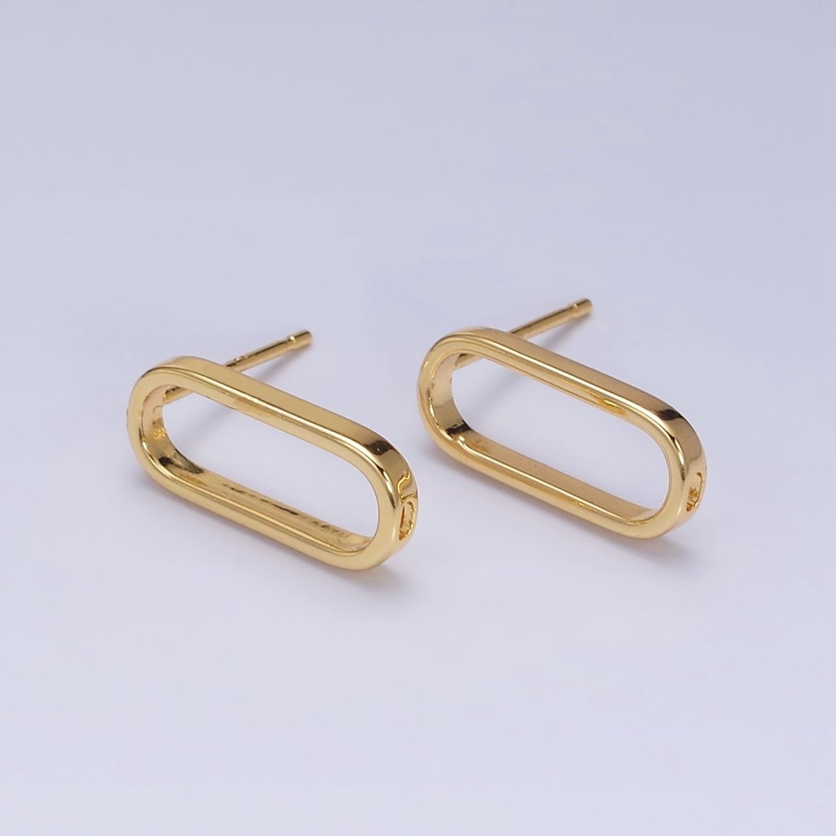 24K Gold Filled 16mm Open Oblong Drop Stud Earrings Supply | Z-396