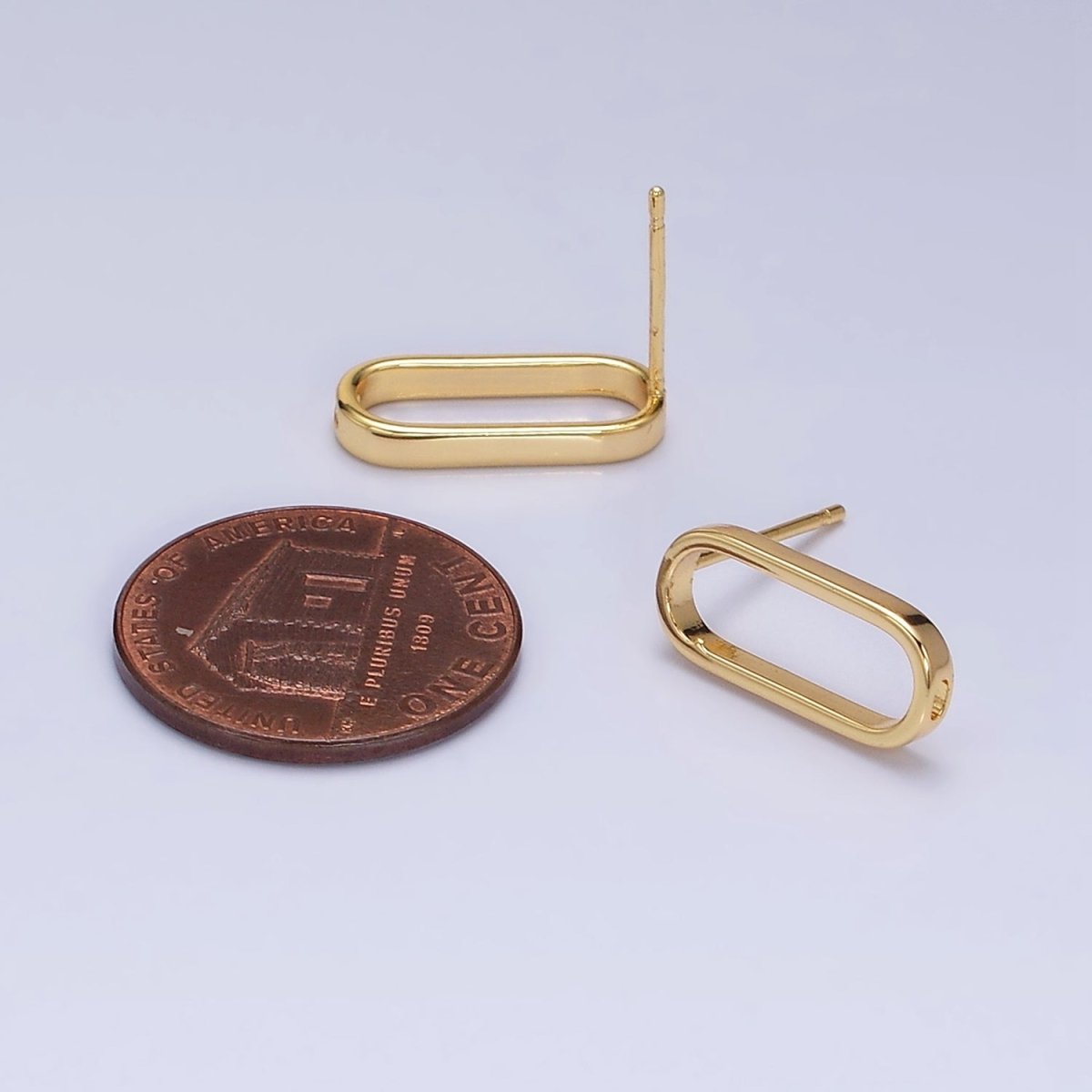 24K Gold Filled 16mm Open Oblong Drop Stud Earrings Supply | Z-396
