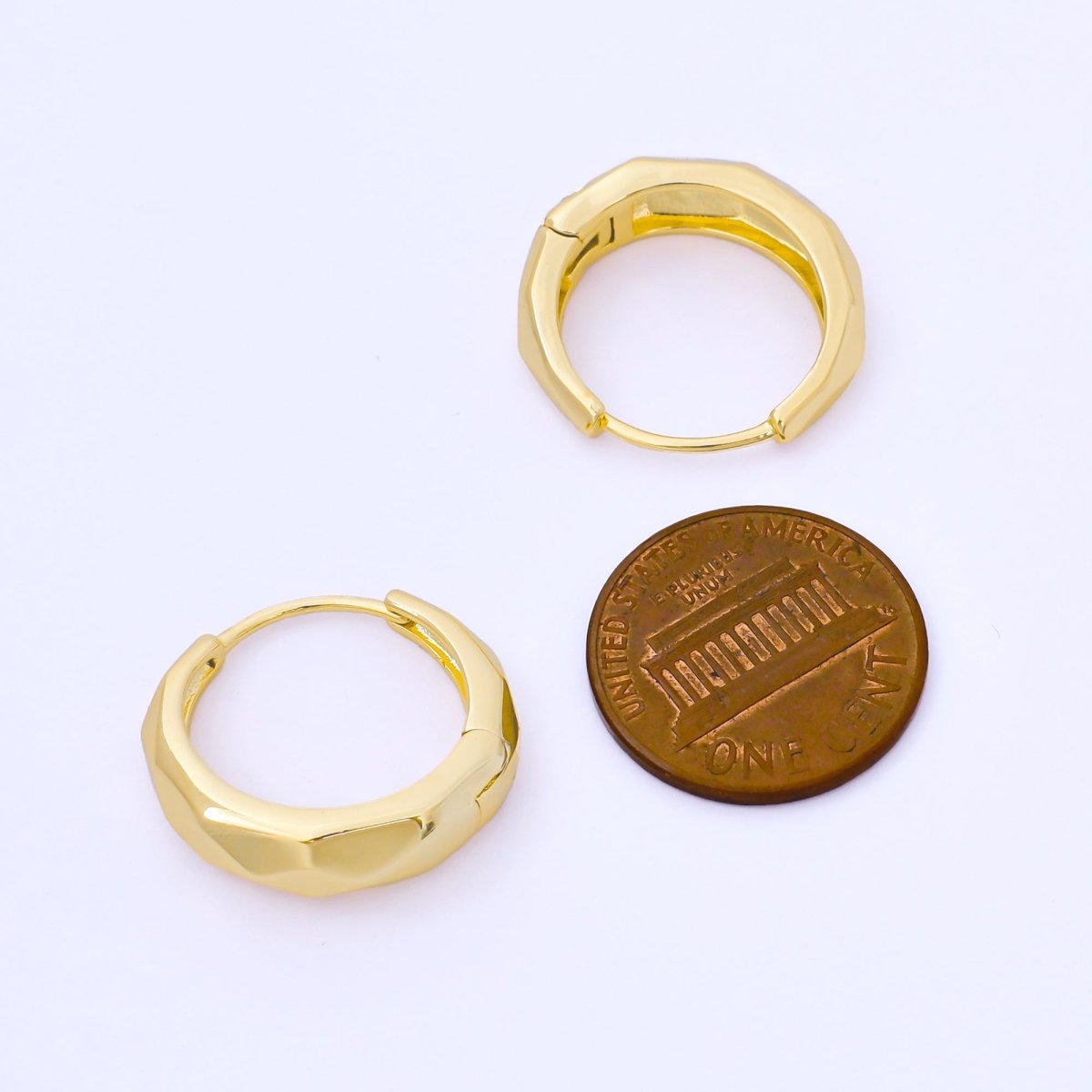 24K Gold Filled 19mm Hammered Textures Dainty Huggie Earrings in Gold & Silver | AB1631 AB1630