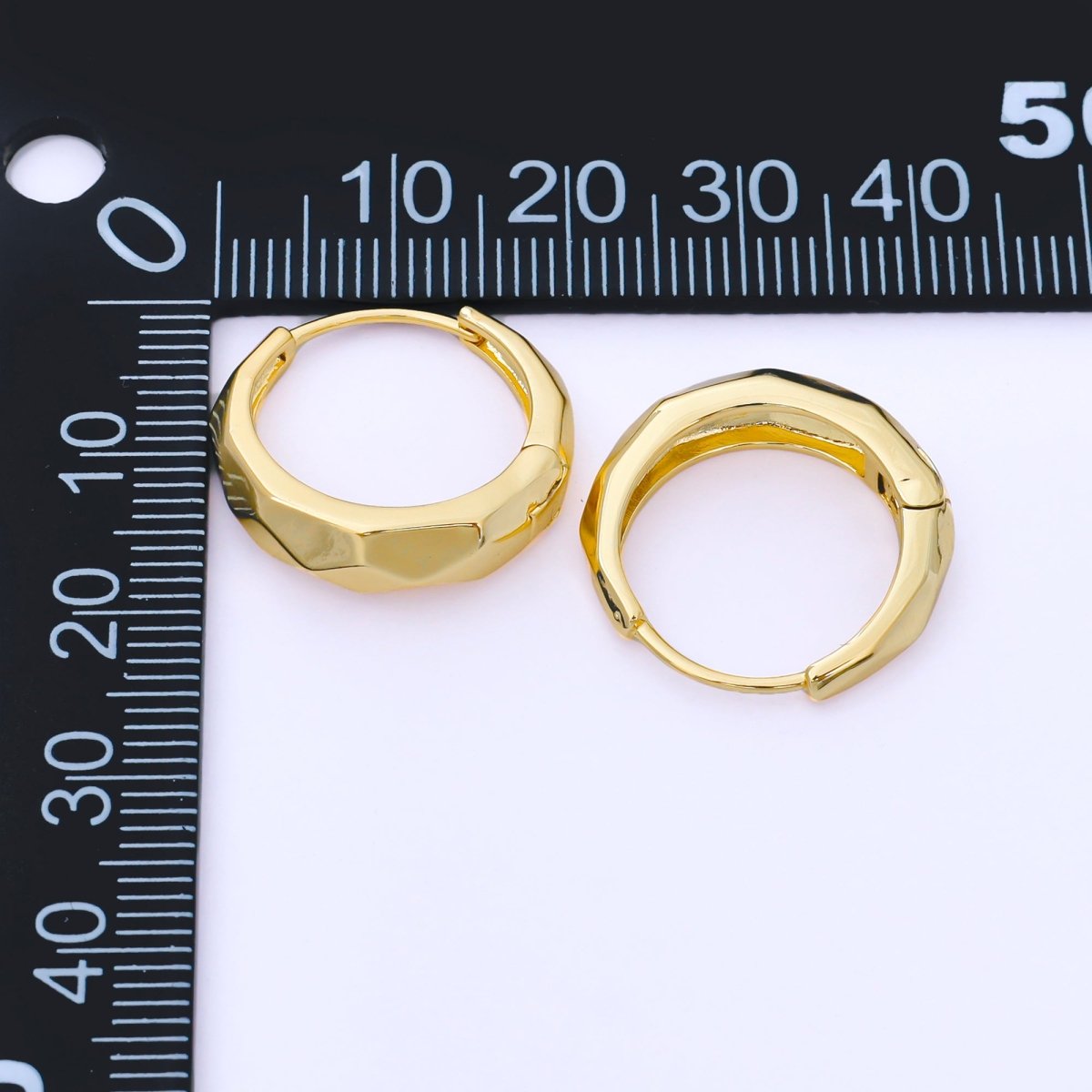 24K Gold Filled 19mm Hammered Textures Dainty Huggie Earrings in Gold & Silver | AB1631 AB1630