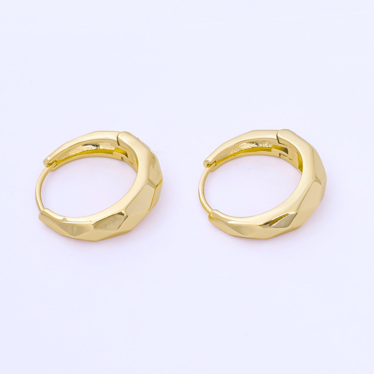24K Gold Filled 19mm Hammered Textures Dainty Huggie Earrings in Gold & Silver | AB1631 AB1630