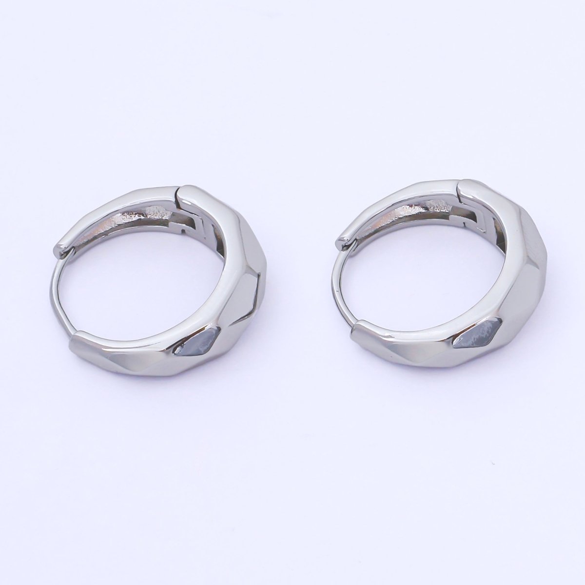 24K Gold Filled 19mm Hammered Textures Dainty Huggie Earrings in Gold & Silver | AB1631 AB1630