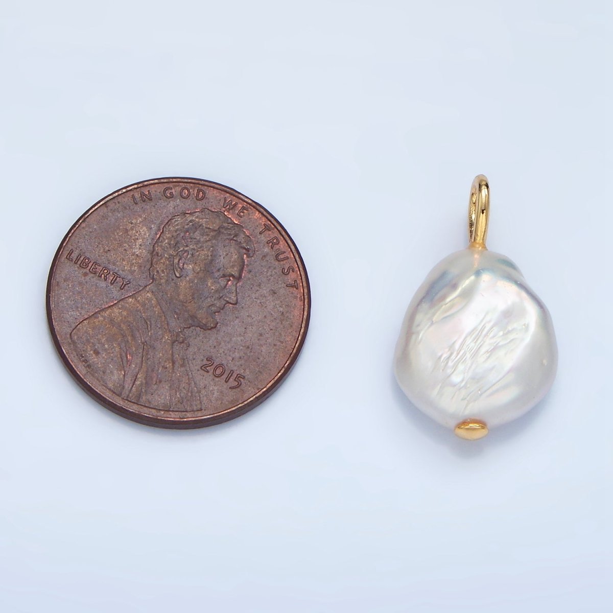 24K Gold Filled 20mm White Baroque Freshwater Pearl Pendant | P1899