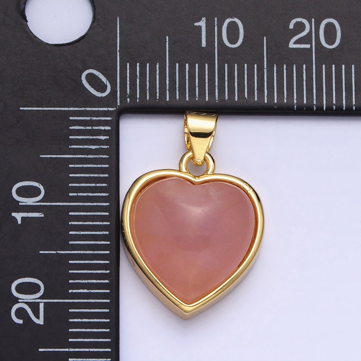 24K Gold Filled 21mm, 23mm Rose Quartz Natural Gemstone Heart Bezel Pendant |AA277
