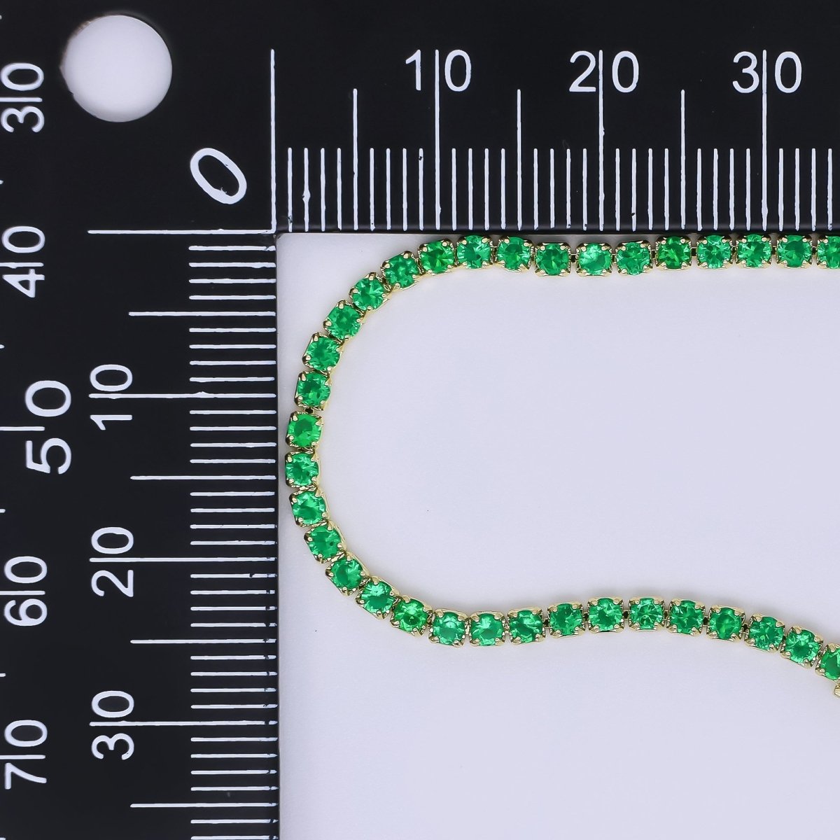 24K Gold Filled 2mm Green, Pink, Blue, Clear Classic Tennis Chain 7 Inch Bracelet | WA-3815 ~ WA-3818