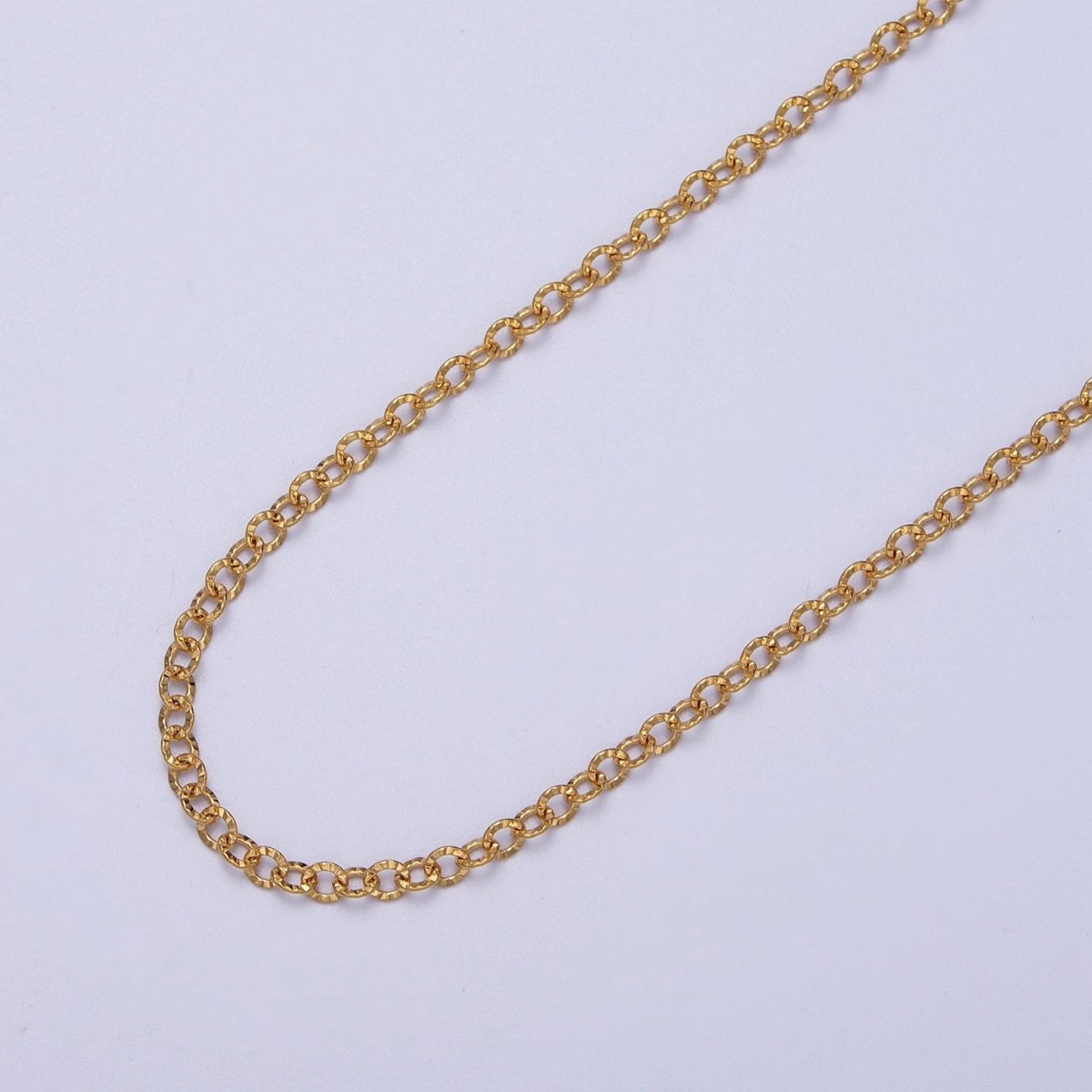 24K Gold Filled 2.2mm Sunburst Rolo Cable Unfinished Textured Chain in Gold & Silver | ROLL-937 ROLL-938 Clearance Pricing
